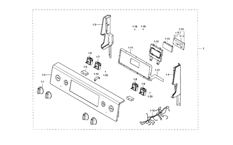 Control Box Diagram and Parts List for NE59J7750WS AA-0000 Samsung Range
