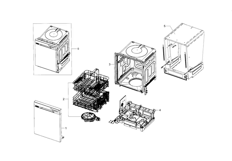 Main Assy Diagram and Parts List for DW80J3020UB AA-0000 Samsung Dishwasher