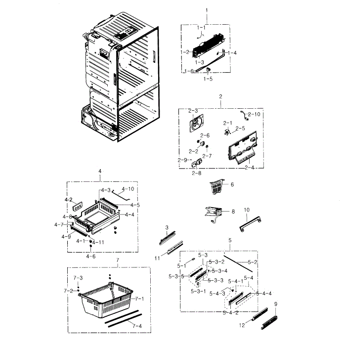 Freezer Diagram and Parts List for RF23HTEDBSR AA-03 Samsung Refrigerator