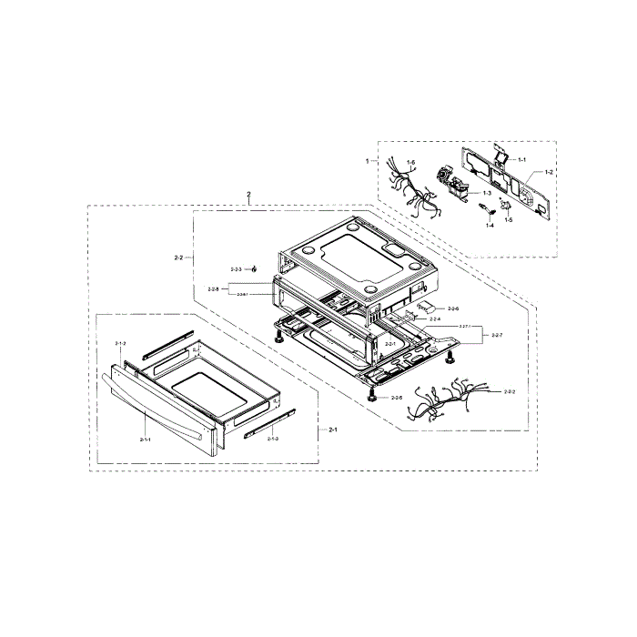 Drawer Diagram and Parts List for NX58F5700WS AA-03 Samsung Range