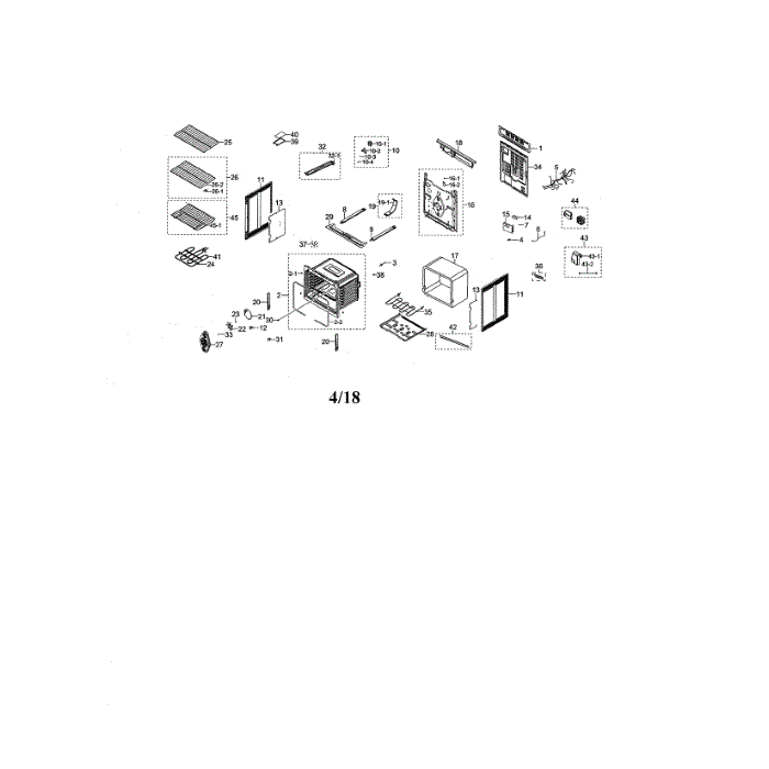 Main Unit Diagram and Parts List for NE59N6650SS AA-00 Samsung Range