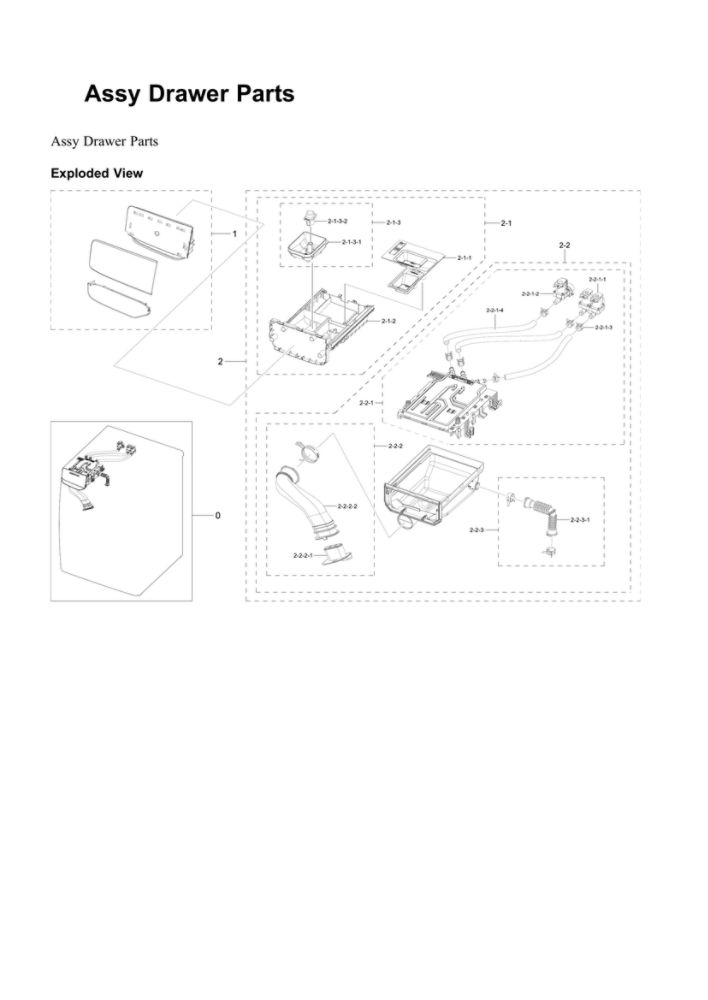 Drawer Assembly Diagram and Parts List for WF45B6300AW US-00 Samsung Washer