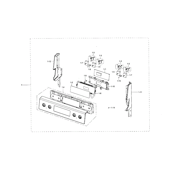 Control Panel Diagram and Parts List for NE59J3420SW AA-00 Samsung Range