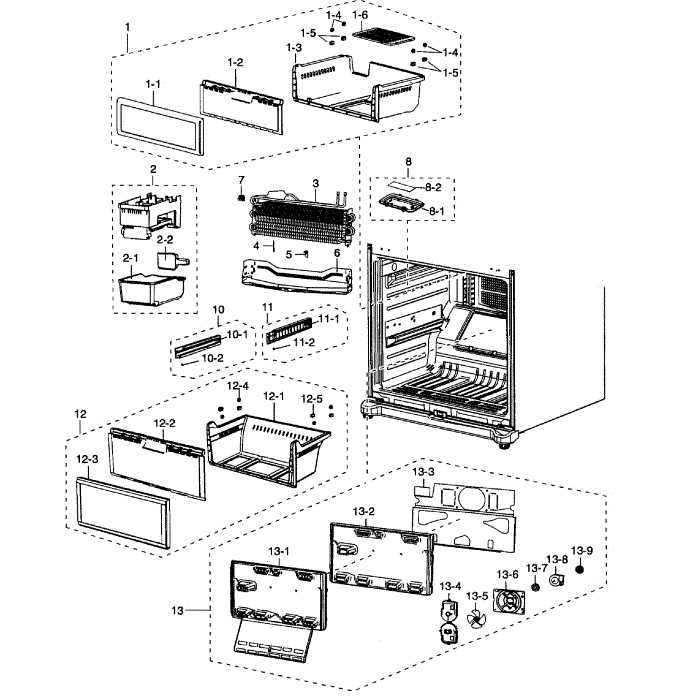 Freezer Diagram and Parts List for RB195ACBP XAA-01 Samsung Refrigerator