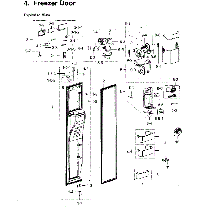 Left Door Diagram and Parts List for RH22H9010SR AA-07 Samsung Refrigerator