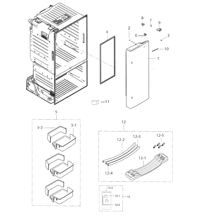 Fridge Door R Diagram and Parts List for RF263TEAESR AA-02 Samsung Refrigerator