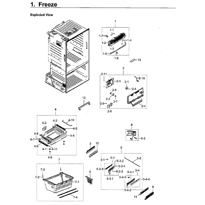 Freezer Diagram and Parts List for RF23HCEDBWW AA-12 Samsung Refrigerator