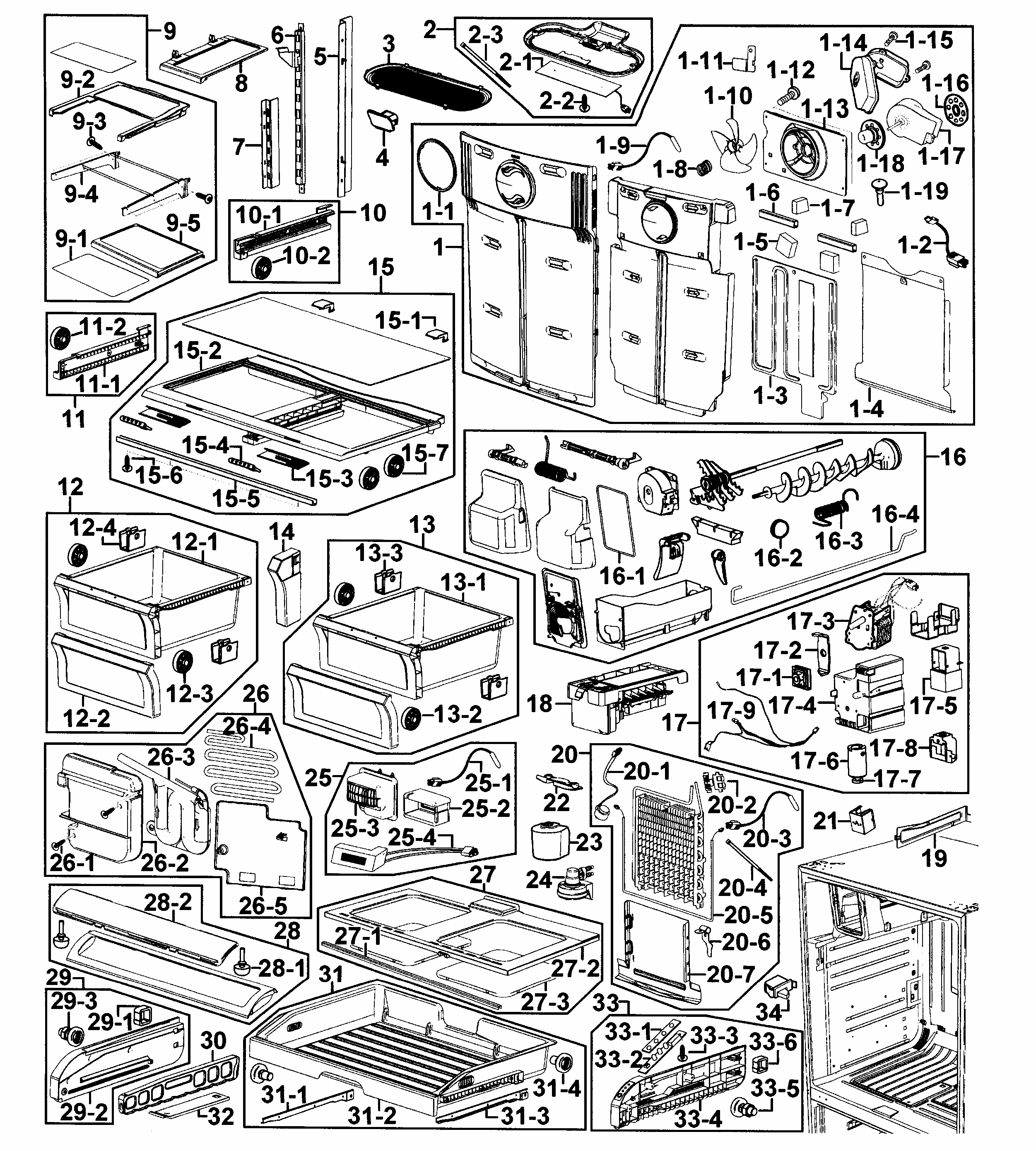 Refrigerator Diagram and Parts List for RF267AZPN XAA-0000 Samsung Refrigerator