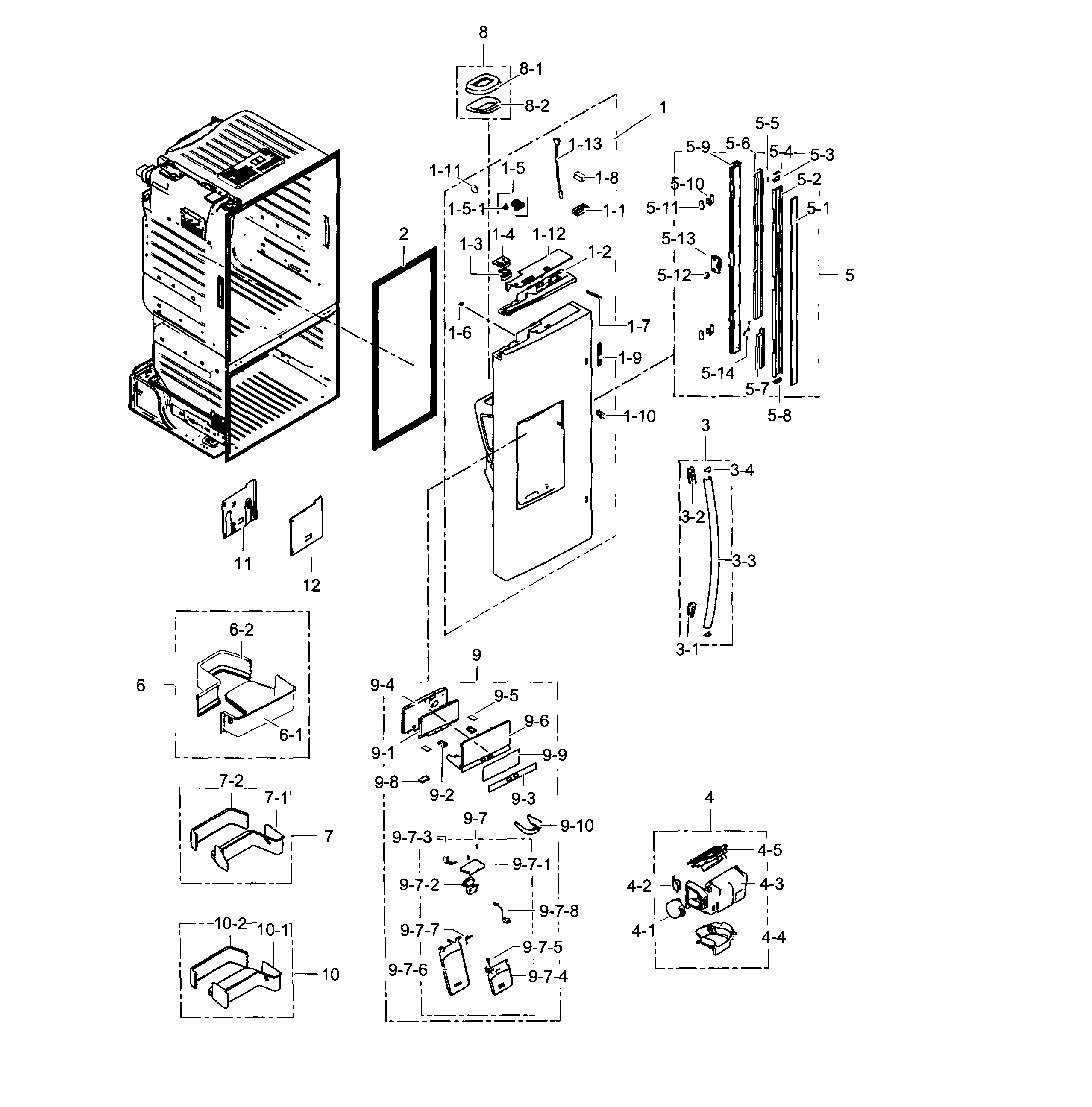 Fridge Door L Diagram and Parts List for RF30HDEDTSR AA-0004 Samsung Refrigerator