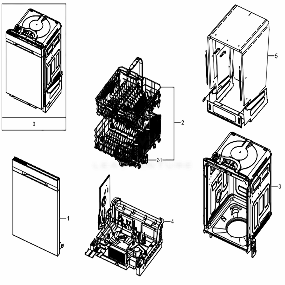 Main Diagram and Parts List for DW80K5050US (AA)(0002) Samsung Dishwasher