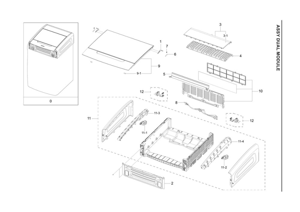 Dual Module Assembly Diagram and Parts List for DVG60A9900V A3-00 Samsung Dryer