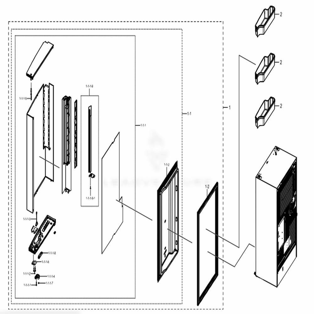 Freezer Door Right Diagram and Parts List for RF22N9781SR (AA)(0002) Samsung Refrigerator