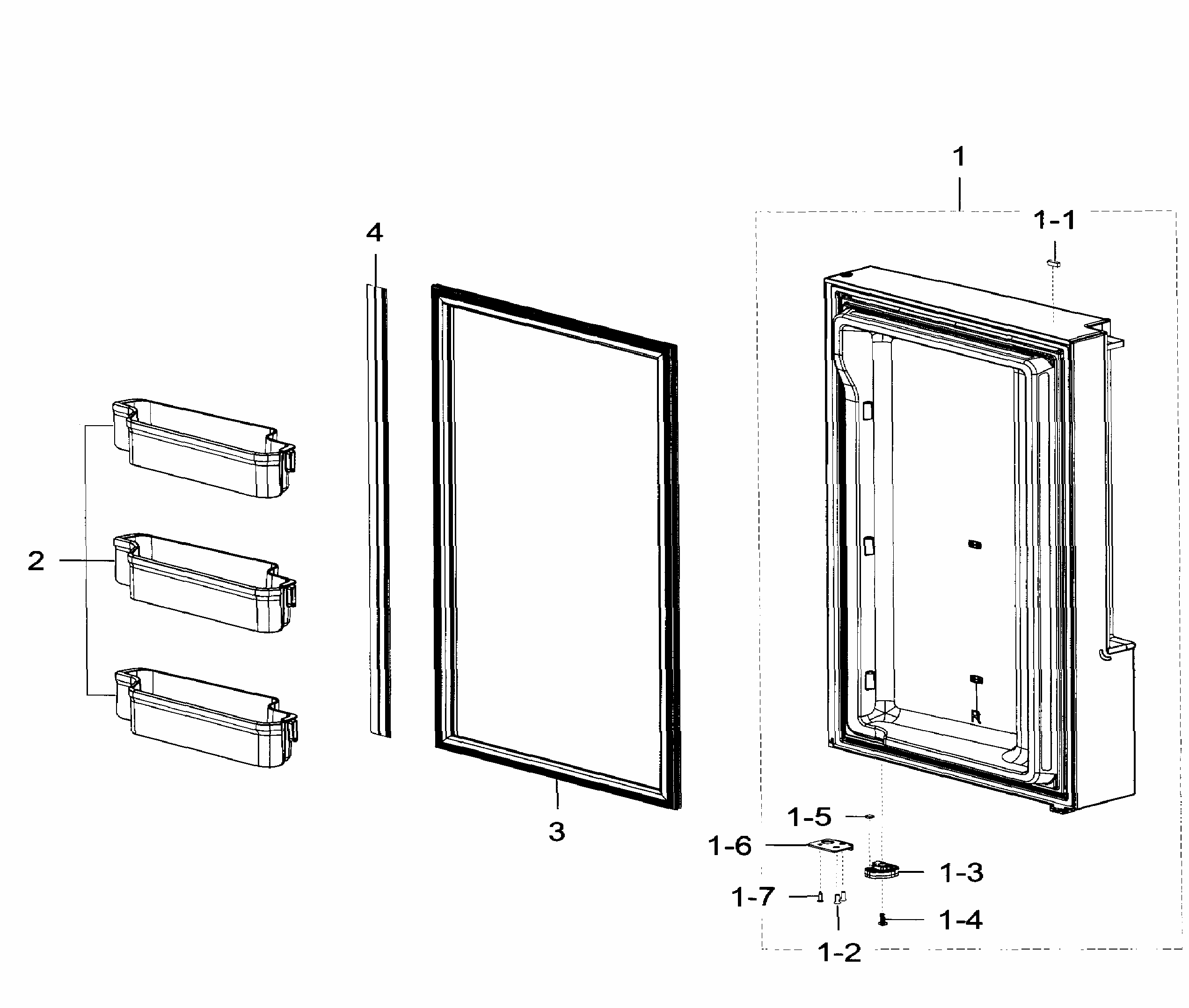 Freezer Door Rt Diagram and Parts List for RF32FMQDBSR AA-0006 Samsung Refrigerator