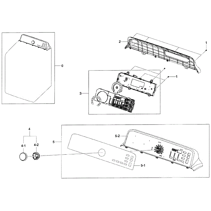 Control Panel Diagram and Parts List for DV400GWHDWR AA-01 Samsung Dryer