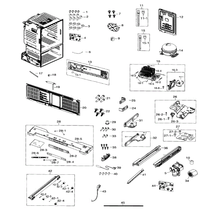 Cabinet Diagram and Parts List for RF26HFENDSR AA-02 Samsung Refrigerator