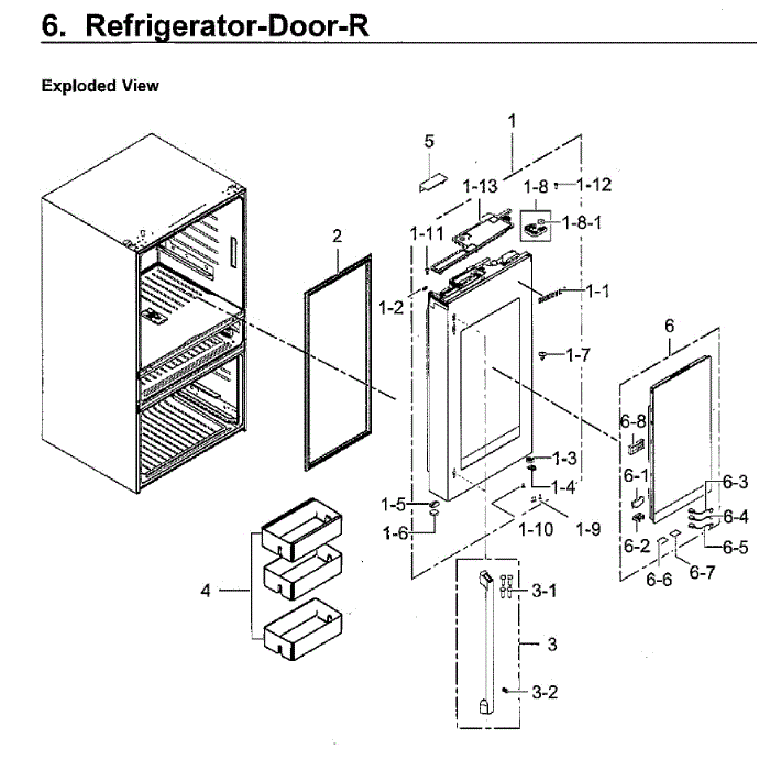 Fridge Door Rt Diagram and Parts List for RF23M8590SG AA-00 Samsung Refrigerator