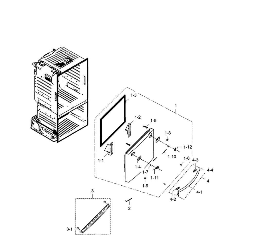 Freezer Door Diagram and Parts List for RF28HFEDTBC AA-01 Samsung Refrigerator