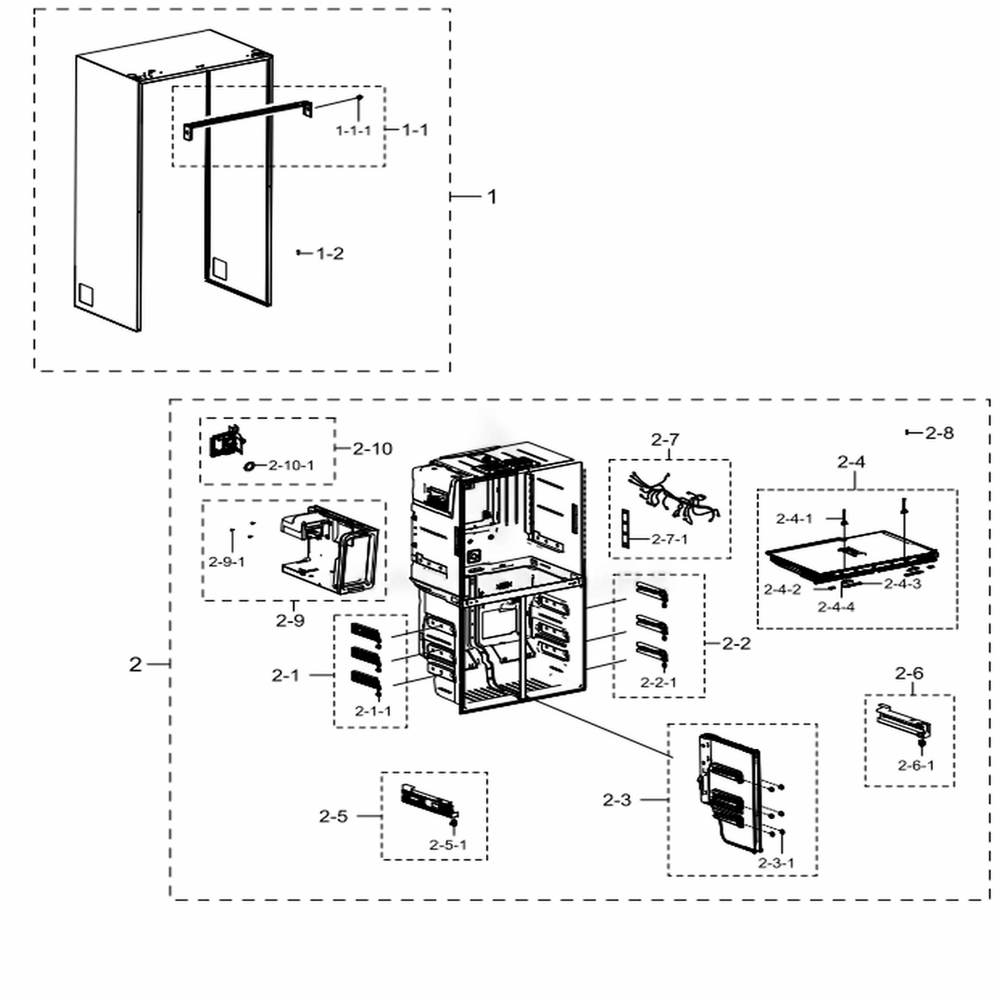 Cabinet 2 Diagram and Parts List for RF23J9011SG (AA)(0007) Samsung Refrigerator