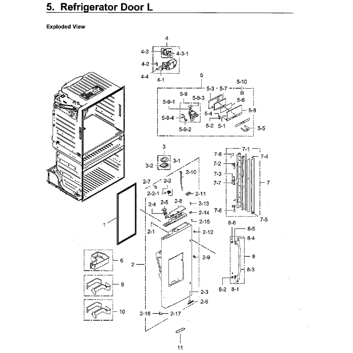 Flexzone Door Diagram and Parts List for RF28HMEDBWW AA-12 Samsung Refrigerator