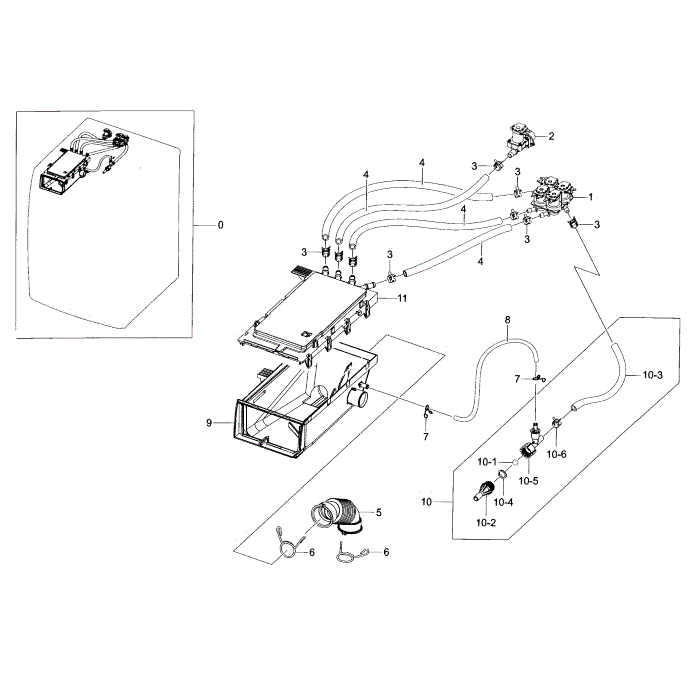 Housing Drawer Diagram and Parts List for WF433BTGJWR A2-00 Samsung Washer