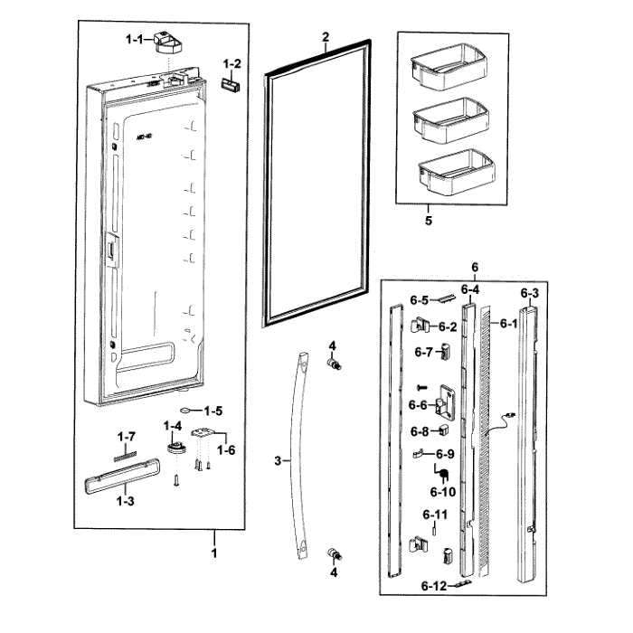 Refrigerator Door L Diagram and Parts List for RFG293HARS XAA-01 Samsung Refrigerator