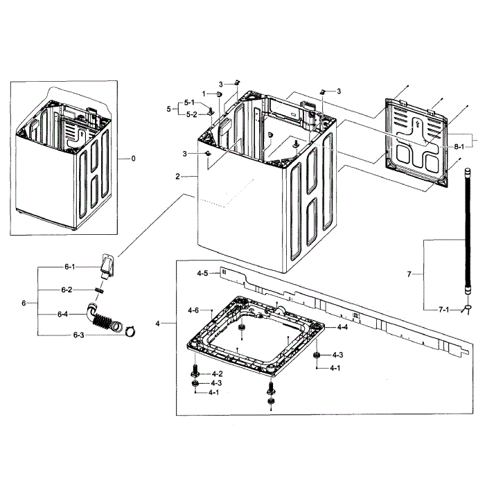 Frame Assembly Diagram and Parts List for WA422PRHDWR AA-01 Samsung Washer