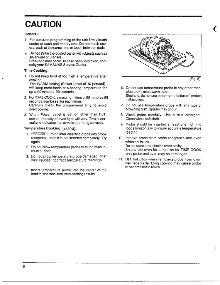 Caution Diagram and Parts List for MW4530U XAA Samsung Microwave