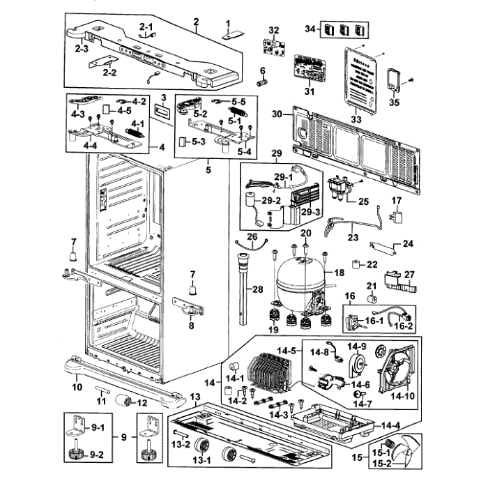 Cabinet Diagram and Parts List for RF267HERS XAA-01 Samsung Refrigerator