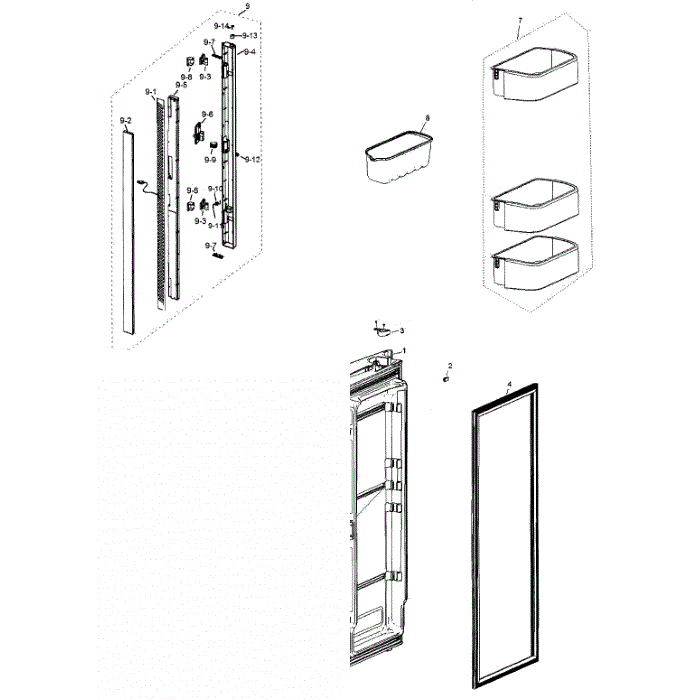 L Friger Door Diagram and Parts List for RF266AEBP XAA-00 Samsung Refrigerator