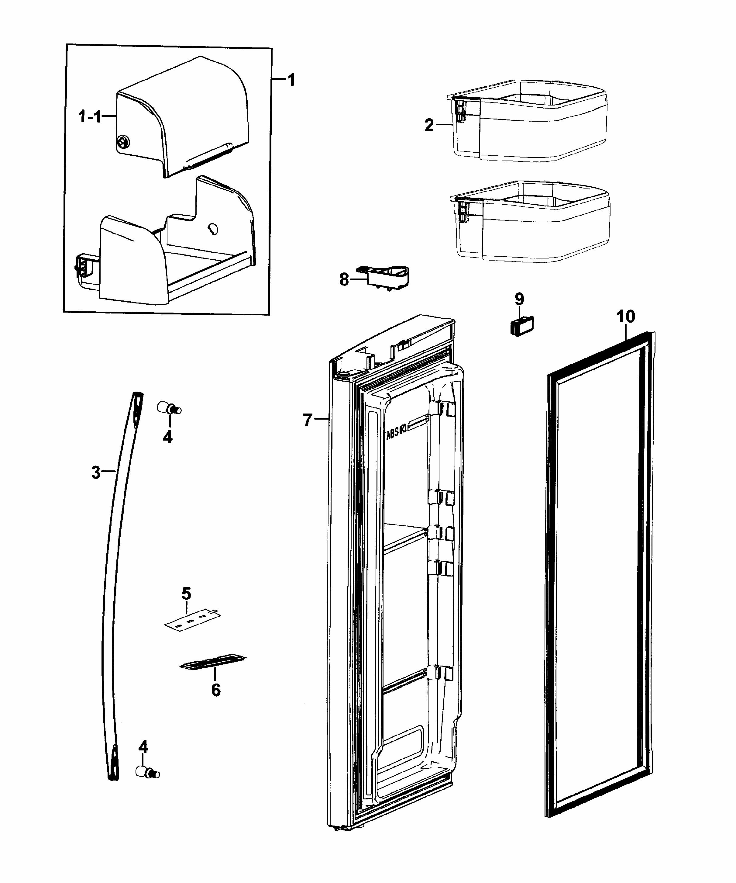 Door Right Diagram and Parts List for RF267AEPN XAA-0000 Samsung Refrigerator