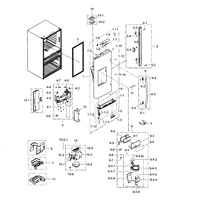 Refrigerator Door L Diagram and Parts List for RF31FMESBSR AA-05 Samsung Refrigerator