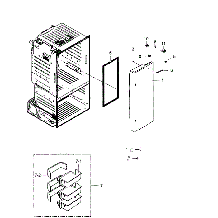 Right Door Diagram and Parts List for RF263TEAESG AA-00 Samsung Refrigerator