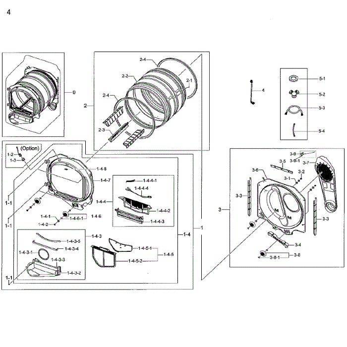 Drum Diagram and Parts List for DV48H7400GP A2-01 Samsung Dryer