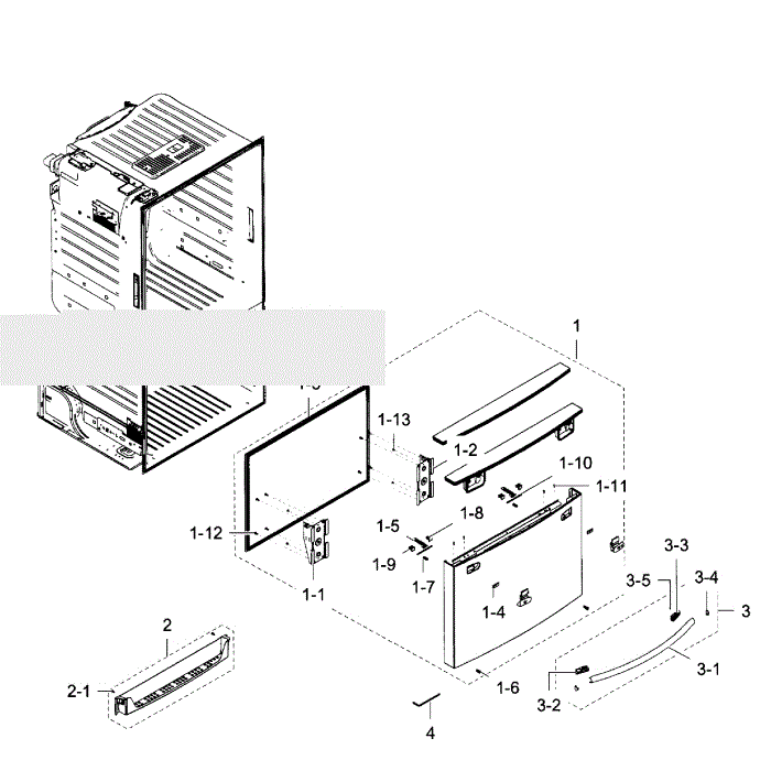 Freezer Door Diagram and Parts List for RF28HFEDBSR AA-07 Samsung Refrigerator