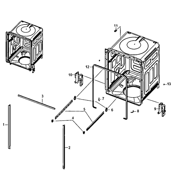 Cabinet Diagram and Parts List for DMT400RHS XAA Samsung Dishwasher