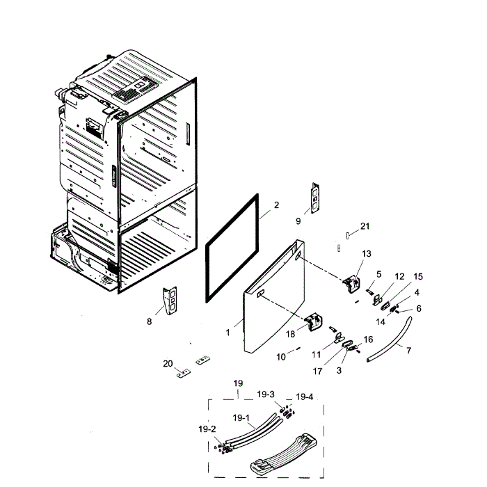 Freezer Door Diagram and Parts List for RF263TEAESR AA-01 Samsung Refrigerator