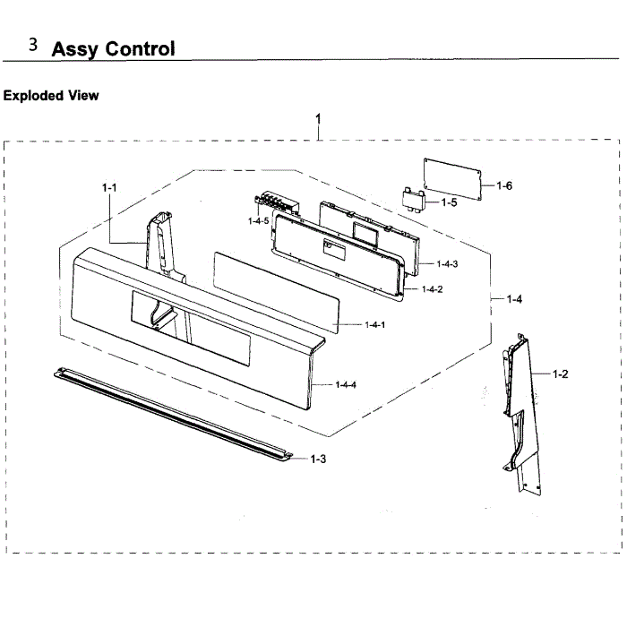 Control Diagram and Parts List for NX58K3310SW AA-00 Samsung Range