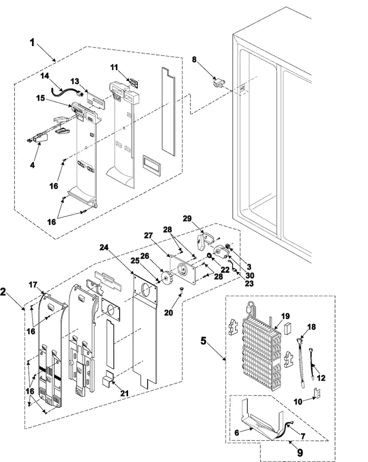 Freezer Compartment Diagram and Parts List for RS2545SH XAA Samsung Refrigerator
