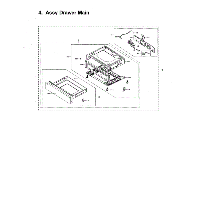Main Drawer Diagram and Parts List for NX58M6630SS AA-00 Samsung Range