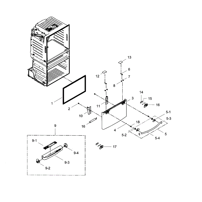Freezer Door Diagram and Parts List for RF4287HABP XAA-00 Samsung Refrigerator
