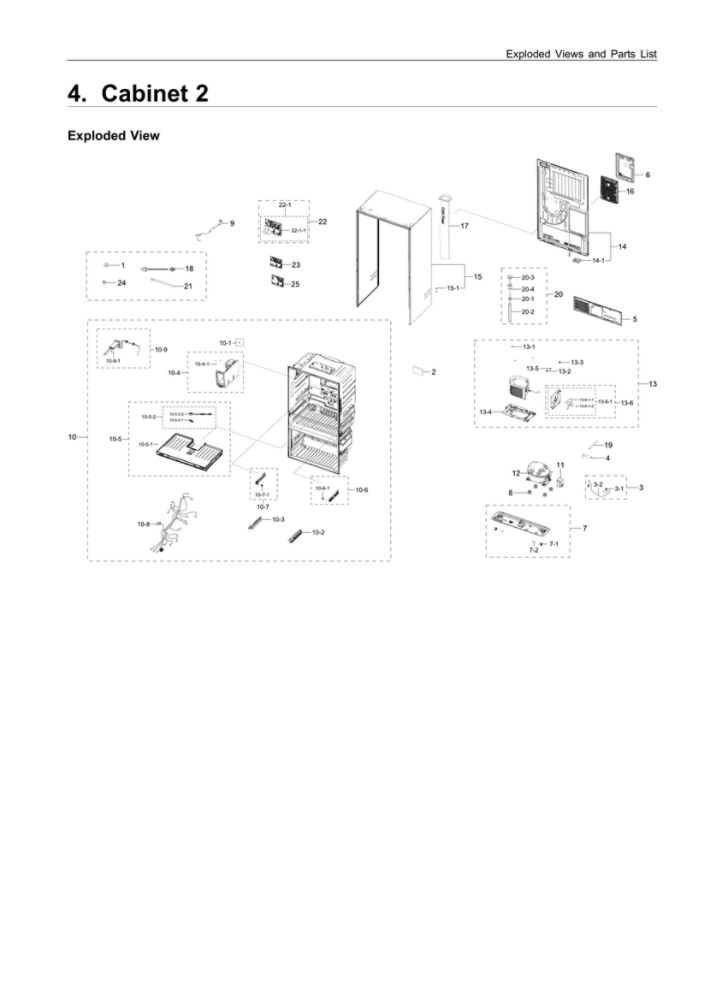 Cabinet 2 Diagram and Parts List for RF22R7551SR AA-00 Samsung Refrigerator