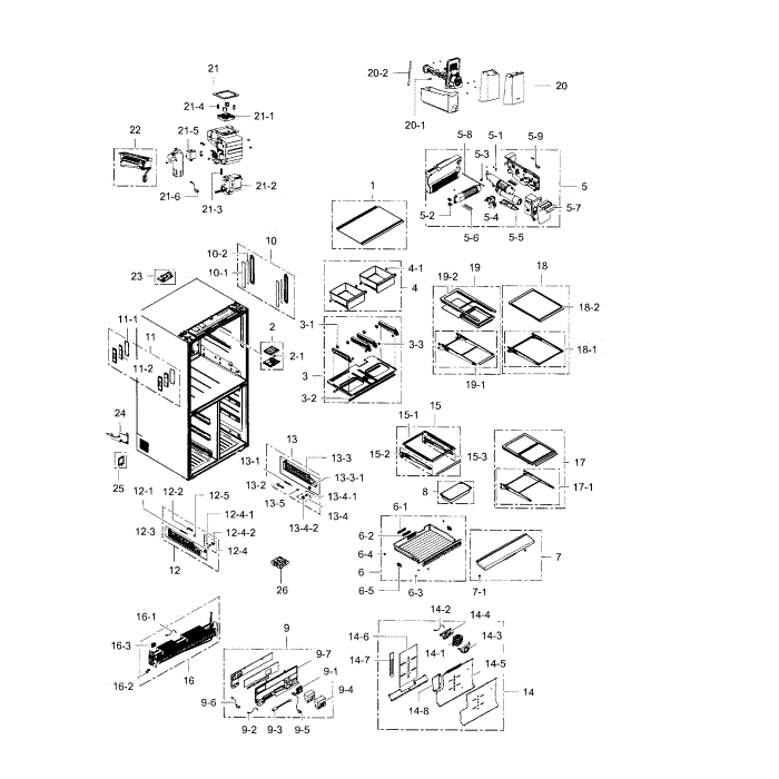 Fridge Diagram and Parts List for RF34H9950S4 (AA)(0000) Samsung Refrigerator