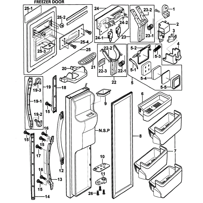 Left Door Diagram and Parts List for RS2578WW XAA-00 Samsung Refrigerator