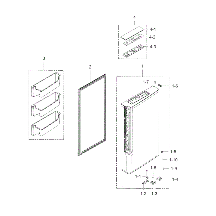 Freezer Door R Diagram and Parts List for RF34H9960S4 AA-05 Samsung Refrigerator