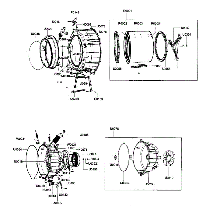 Tub Assembly Diagram and Parts List for WF337AAG XAA-00 Samsung Washer