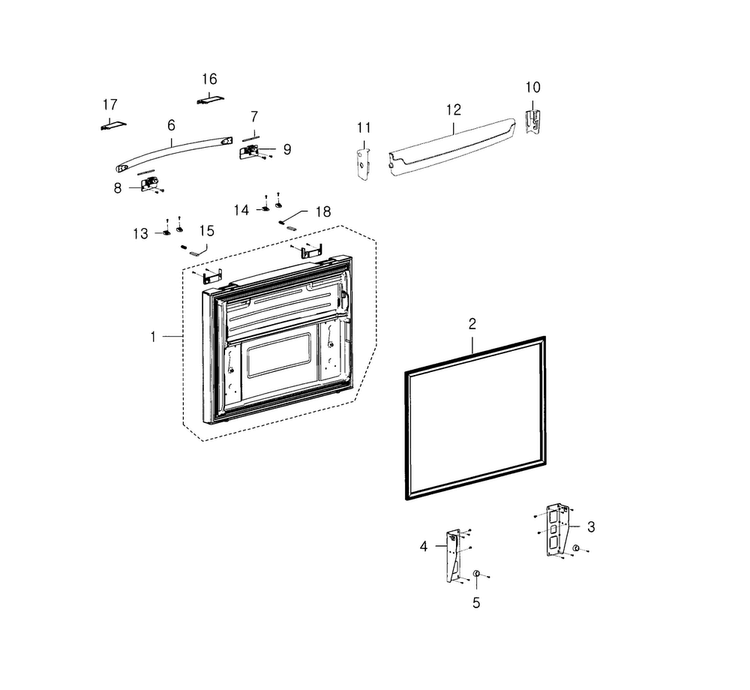 Freezer Door Diagram and Parts List for RFG237AABP XAA-0002 Samsung Refrigerator