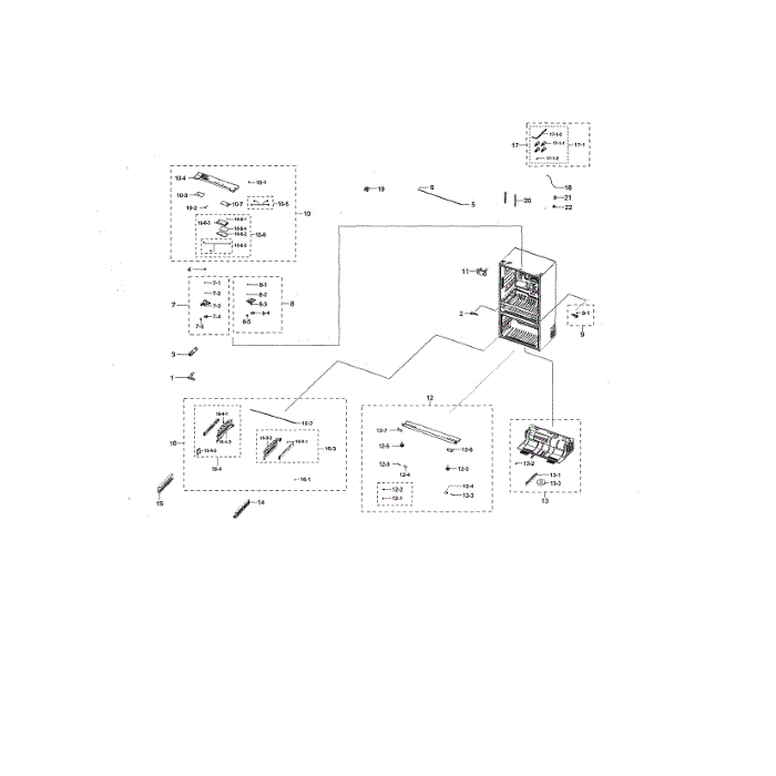 Cabinet Diagram and Parts List for RF28NHEDBSG AA-00 Samsung Refrigerator