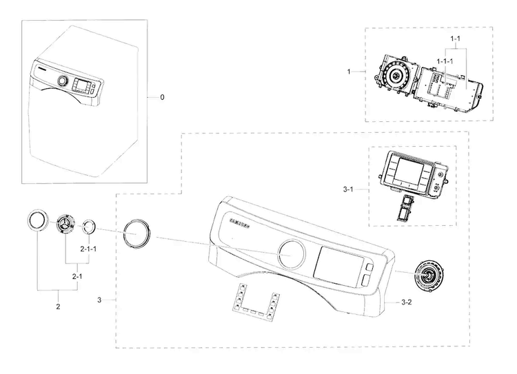 Control Panel Diagram and Parts List for DV42H5600GP A3-0000 Samsung Dryer