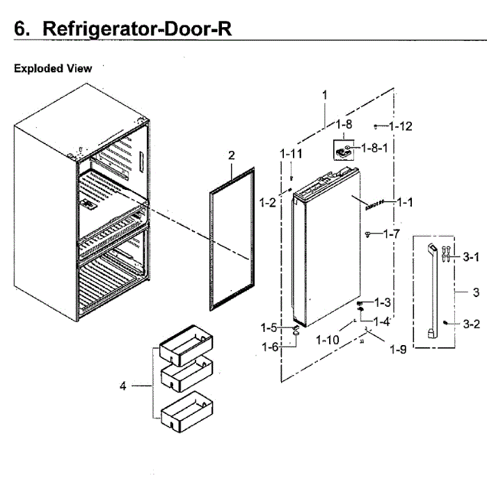 Fridge Door Rt Diagram and Parts List for RF23M8090SR AA-00 Samsung Refrigerator