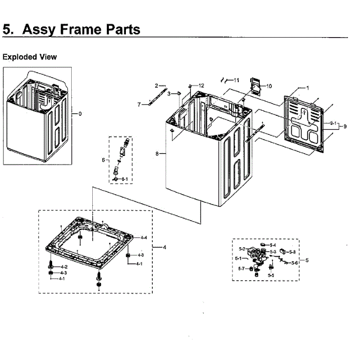 Frame Diagram and Parts List for WA52M7750AV A4-00 Samsung Washer
